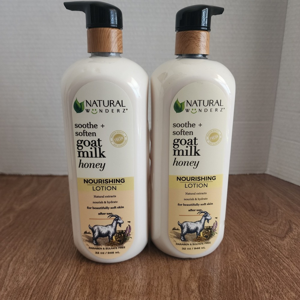 2 Pk Natural Wunderz Sooth & Soften Goat Milk Honey Nourishing Lotion 32 oz